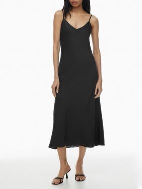 Aritzia Satin Slip Maxi Dress In Black.
